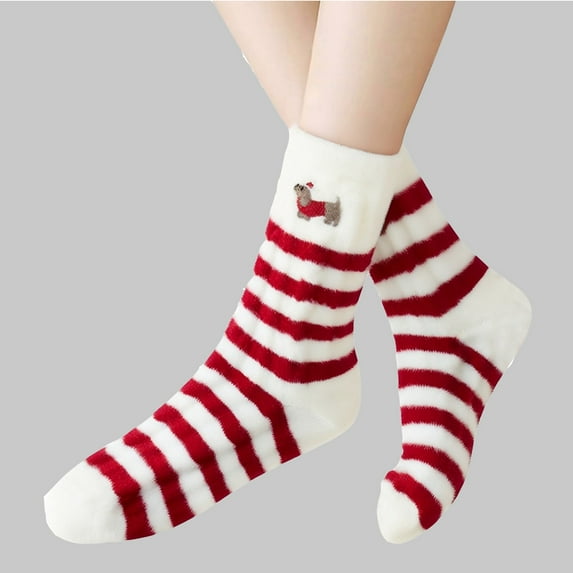 Outfmvch Women Slipper Socks Home Comfy Sleeping Women's Fuzzy Slipper Socks with Non-Slip Grippers, Cozy Fluffy Lined, Cute Christmas Gifts Warm Fuzzy Socks for Women B One Size