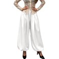 thumbnail image 1 of Outfmvch Women Summer Vacation Lantern Pants High Waisted Front Pleats Baggy Wide Leg Elastic Ankle Cuffs Wrinkle Free Hidden Pockets Dressy Office Evening Casual Daily Outfits White L, 1 of 4