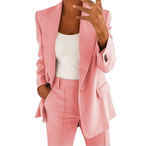 Outfmvch Womens Blazers Womens Jackets Casual Womens Blazers Dressy Casual Cardigan Sweaters for Women Women Blazer Women Suit Long Sleeve Jacket Z Pink L