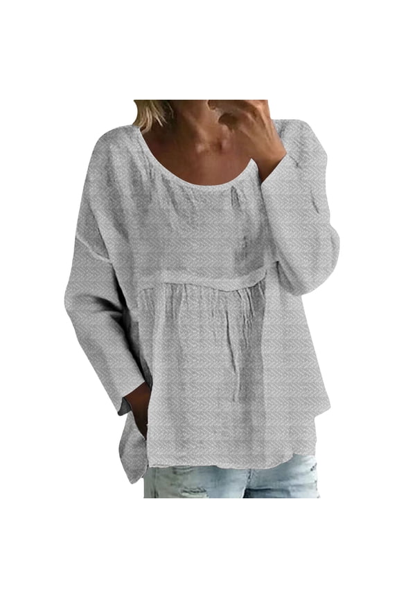 Womens Boho Peasant Tops Bohemian Tees Loose Fit Causal Blouses Round Neck Tee Tunic Peplum Tunic Tops 3/4 Sleeve Tunic Top Gauze Shirts Tunic Top Flowy Baggy Boho Peasant Blouse Gray L