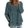thumbnail image 1 of Outfmvch Womens Boho Peasant Tops Tunic Top Flowy Womens Blouses Boho Floral Tops Vintage Floral Fall Fashion Travel T-shirt Baggy Boho Peasant Blouse Cotton Gauze Tops Round Neck Lightweight Green L, 1 of 5