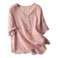 thumbnail image 1 of Outfmvch Womens Button Down Shirts Gauze Shirts for Women Linen Shirts for Women Gauze Tops for Women 2026 Vacation Fashion Clothes Linen Tops for Women Pink XL, 1 of 8