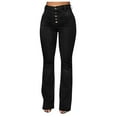 thumbnail image 1 of Outfmvch Womens Flare Jeans High Waist Stretch Bell Bottom Jeans Washed Wide Leg Denim Pants Black XS, 1 of 8