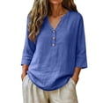 thumbnail image 1 of Outfmvch Womens Gauze Shirts Tunic Tops with Button Womens Peasant Tops Womens Tee Shirts Cotton Casual Bohemian Shirts Linen Shirts Women Peasant Blouses Gauze Shirts White XL, 1 of 7