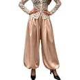 thumbnail image 1 of Outfmvch Womens Lantern Pants High Waisted Front Pleats Loose Baggy Wide Leg Elastic Ankle Cuffs Hidden Pockets Dressy Work Evening Summer Boho Travel Outfits Brown M, 1 of 4