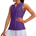 thumbnail image 1 of Outfmvch Womens Regular Fit Golf Polo Tanks Sleeveless Lapel Split V Neck Solid Color Soft Breathable Quick Dry UV Block Fabric Tops 2026 Summer Tennis Outdoor Athletic Shirts Purple 4XL, 1 of 9