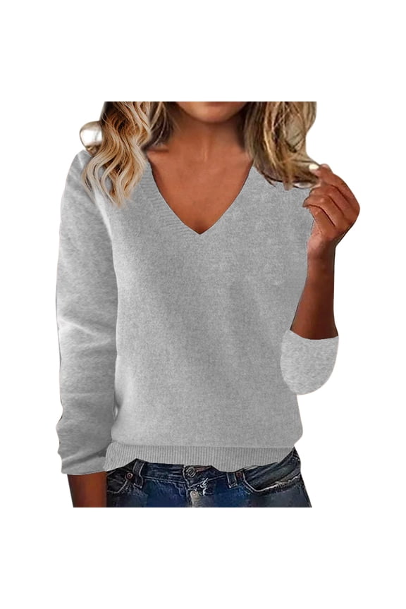 Womens Sweaters Fall Fashion 2025 Lightweight Long Sleeve Knit Pullover Casual Trendy Tops Winter Clothes Pullover Hoodie Knit Hoodie Women Tr Gray S