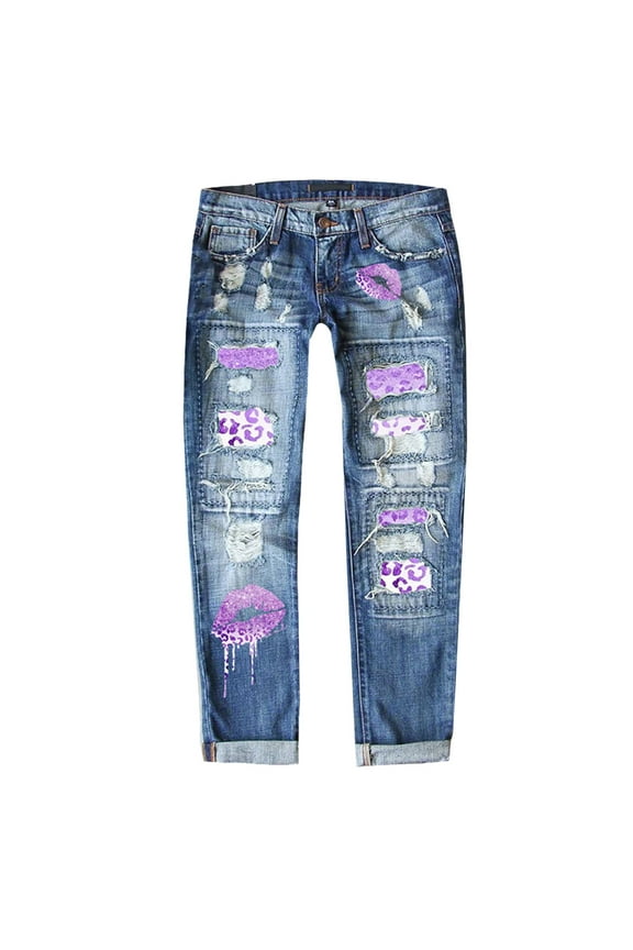 Womens Sweatpants Ripped Jeans Womens Gap Jeans for Women Baggy Jean Shorts Barrel Jeans Women High Rise Jeans for Women Jeans Baggy Purple L