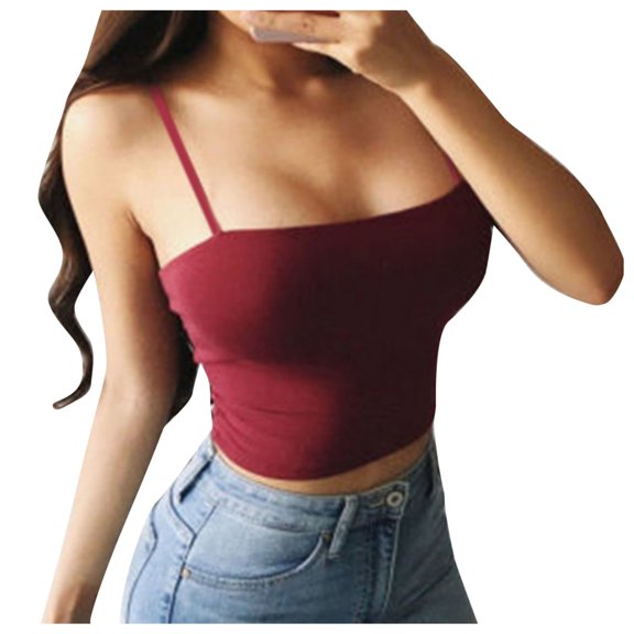 Outfmvch Womens Tops Tank Top for Women Fashion Women Casual Easy Sleeveless O-neck Solid Sports Tight Fitting Tops Corset Tops for Women Xs