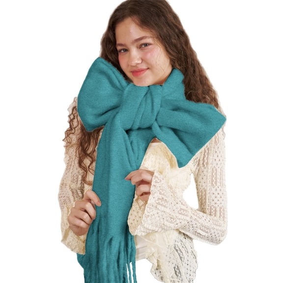 Outfmvch Wrap Sweater for Women Thick Scarf for Women Winter Warm Thick Scarves Oversized Blanket Scarf Neck Scarf for Women Sky Blue One Size