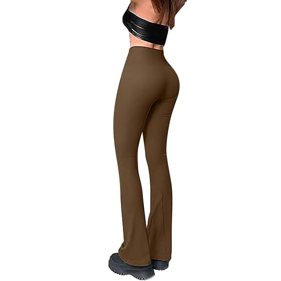 Outfmvch Yoga Pants Ribbed Leggings Women Seamless Leggings Fleece Leggings Athletic Leggings for Women Womens Cargo Pants Fleece Lined Leggins Coffee M