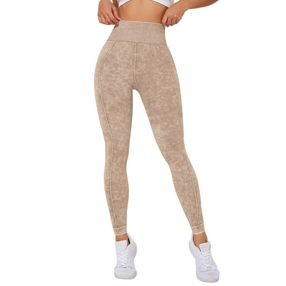 Outfmvch Yoga Pants for Women High Waisted Leggings for Women joggers for women hiking pants women gym pants Women's Wash Tight Fitness Yoga Pants Wash High Waisted Running Pants Khaki XL