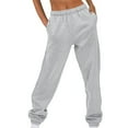 thumbnail image 1 of Outfmvch Yoga Pants Women Sweatpants Women Cotton Relaxed Drawstring Tie Wide-Leg Lightweight Two Pockets Long Workout Yoga Pants For Women Gray S, 1 of 7