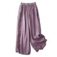 thumbnail image 1 of Outfmvch Yoga Pants Women Womens Linen Pants Wide Leg Pants Women Skinny Jeans for Women Womens Straight Leg Sweatpants Office Pants for Women Linen Pants Purple XL, 1 of 7