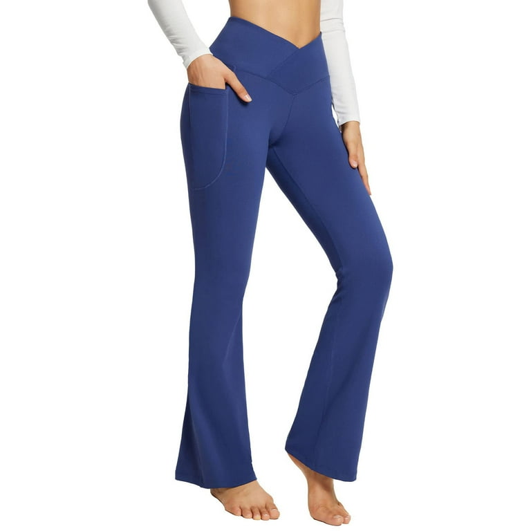 Outfmvch Yoga Pants Women Yoga Pants Polyester,Spandex Relaxed Pull-On  Styling Wide-Leg Lightweight Two Pockets Long Yoga Pants With Pockets Blue  S 