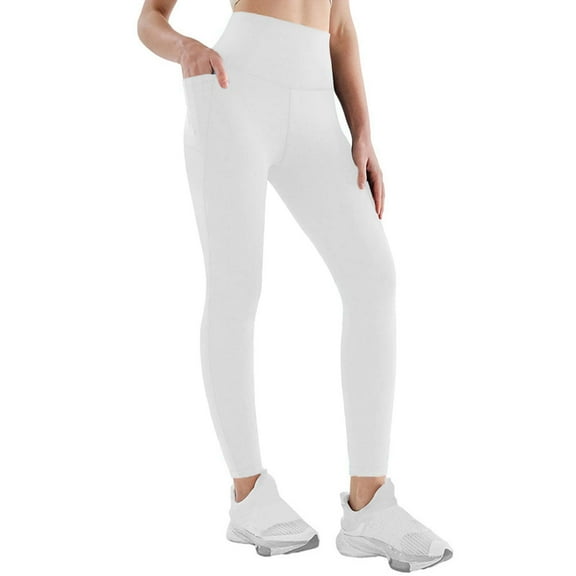 Outfmvch Yoga Pants Women's Fleece Sweatpants Leggings with Pockets for Women Womens Pants Cotton Leggings Women Sweatpants White M