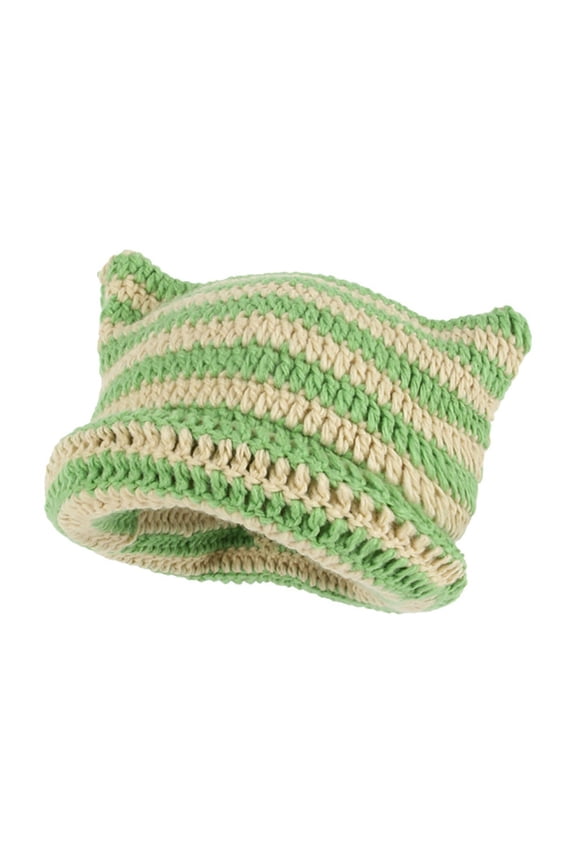 beanies hats women winter hat Skull Cap Crochet Hats For Women Handmade Knit Cat Ear Beanie Hat Winter Hat Vintage Goth womens knit hat knit beanies Yellow One Size