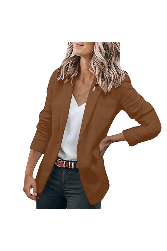 blazer jackets for women Ladies Fashion Casual Long Sleeve Lapel Suit Style Small Jacket womens tops Brown