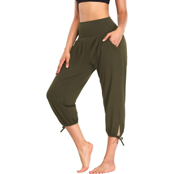 Outfmvch capri pants for women yoga pants women joggers for women sweatpants women workout leggings for women Womens Yoga Pants Workout Joggers Loose Sweatpants With Pockets Pants Army Green L