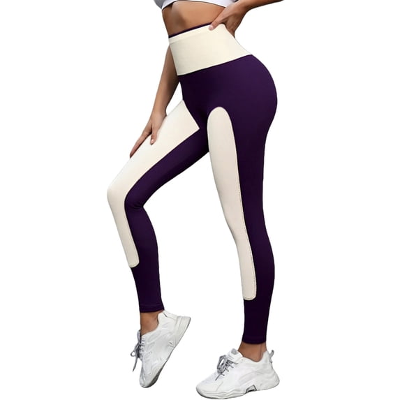 Outfmvch compression leggings for women Resistance Band Leggings Straight Leg Workout Leggings Womens Workout Running Yoga Pant Compression Workout Leggings Athletic Gym Workout Dark Purple 2XL
