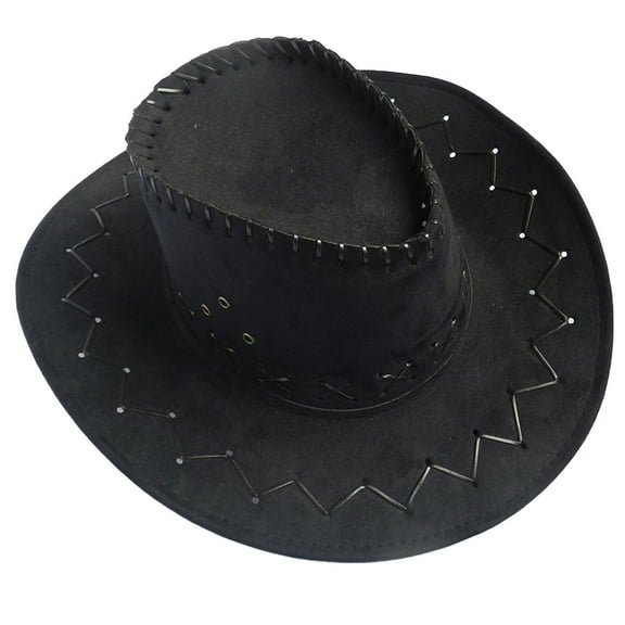 Outfmvch cowboy hat cowgirl hats wide brim hats for women bucket hat cowgirl hat Women Men Summer Western Cowboy Hat Shapeable Wide Brim Sun Hat Black One Size