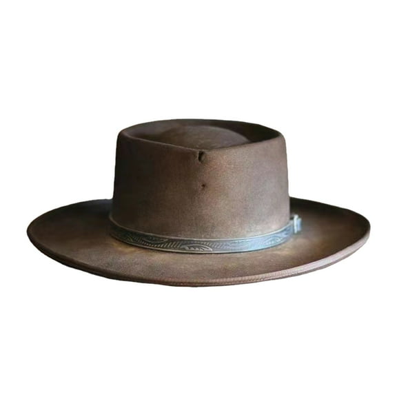 Outfmvch cowboy hat cowgirl hats wide brim hats for women sun hats cowboy hat men Symmetric Hat Wool Hat Women Men Unisex Hat Steam Punk Hat Top Hat Fashion Ribbon Decorative Hat Brown One Size