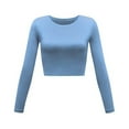 thumbnail image 1 of Outfmvch crop tops for women Slim Long-sleeved Round Neck Bas Ic Short Top womens tops womens long sleeve tops, 1 of 7