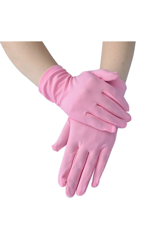 dance gloves tea party gloves mesh gloves Solid Gloves Fashion Ceremonial Women Short Dance Color Accessory Open Finger Gloves Men Gym Gloves for Women Pink One Size