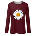 thumbnail image 1 of Outfmvch essentials hoodie hoodies for women Ladies Summer Autumn Sunflower Print Long Sleeve T Shirt womens hoodies Wine 2XL, 1 of 4