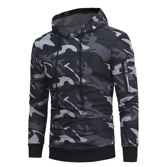 Outfmvch hoodies for men Camouflage Hooded Long Sleeve Ribbed Tether Sweatshirt womens tops mens sweaters Grey