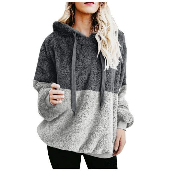 Outfmvch hoodies for women Hooded Sweatshirt Winter Warm Pocket Pullover Shirts womens tops womens sweaters Grey