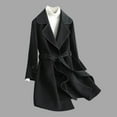thumbnail image 1 of Outfmvch jackets for women Winter Lapel Wool Coat Trench Jacket Long Overcoat Outwear womens tops cardigan for women womens sweaters Black, 1 of 6