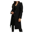thumbnail image 1 of Outfmvch jackets for women Wool Thin Coat Trench Jacket Ladies Slim Long Overcoat Outwear womens tops cardigan for women Black, 1 of 9