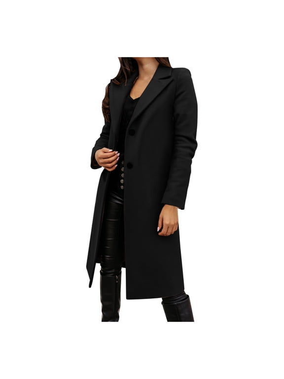 jackets for women Wool Thin Coat Trench Jacket Ladies Slim Long Overcoat Outwear womens tops cardigan for women Black
