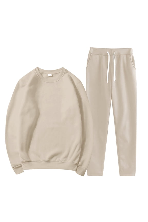 jogger sets for women 2 piece,travel outfits for women,jogging suits for women,Sports Jacket Sweatshirt Round Neck Suit,jogging suits for women,women's athletic clothing sets Beige L