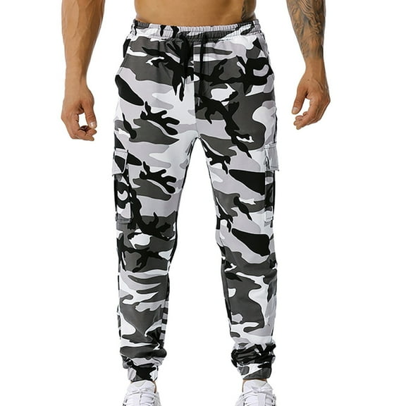 Outfmvch joggers for men Camouflage Jogging Elastic Mid-waist Sweat With Pocket pants for men cargo pants