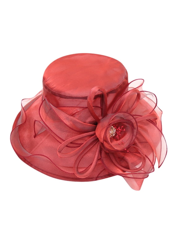 kentucky derby hats church hat fascinators hats elegant hats derby hats flower fascinators easter bonnets wedding hats Bowknot garden party hat cloche hats for women Red One Size