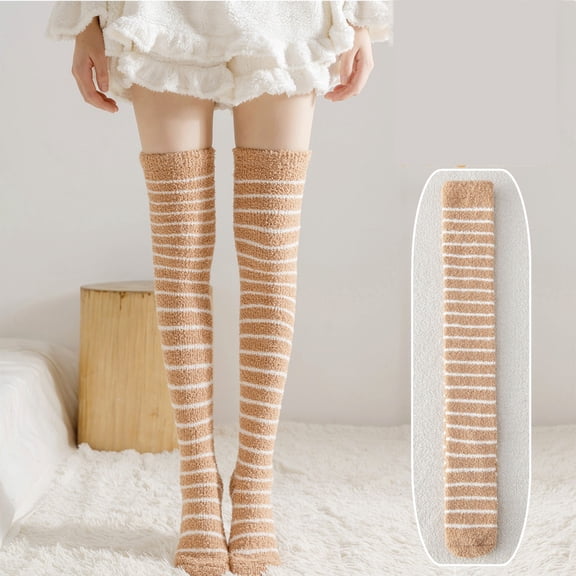 Outfmvch leg warmers Thigh High Socks for Women Knit Long Over the Knee Socks Knee High Socks Gifts knee high leg warmers Coffee 1 One Size