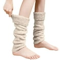 thumbnail image 1 of Outfmvch leg warmers Winter Fleece Lined Leg Warmers for Women Knit Long Leg Warmers Warm Fleece Lined Boot Socks for Skating Daily Wear knee high leg warmers Beige A, 1 of 5