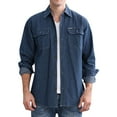 thumbnail image 1 of Outfmvch long sleeve shirts for men Long Sleeve Autumn Winter Casual Denim Shirts Fashion Shirts womens tops fall tops for women Dark blue, 1 of 8