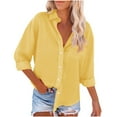 thumbnail image 1 of Outfmvch long sleeve shirts for women Casual Button Down Shirts Collared Office Work s With Pocket womens tops Z1 Yellow 3XL, 1 of 5