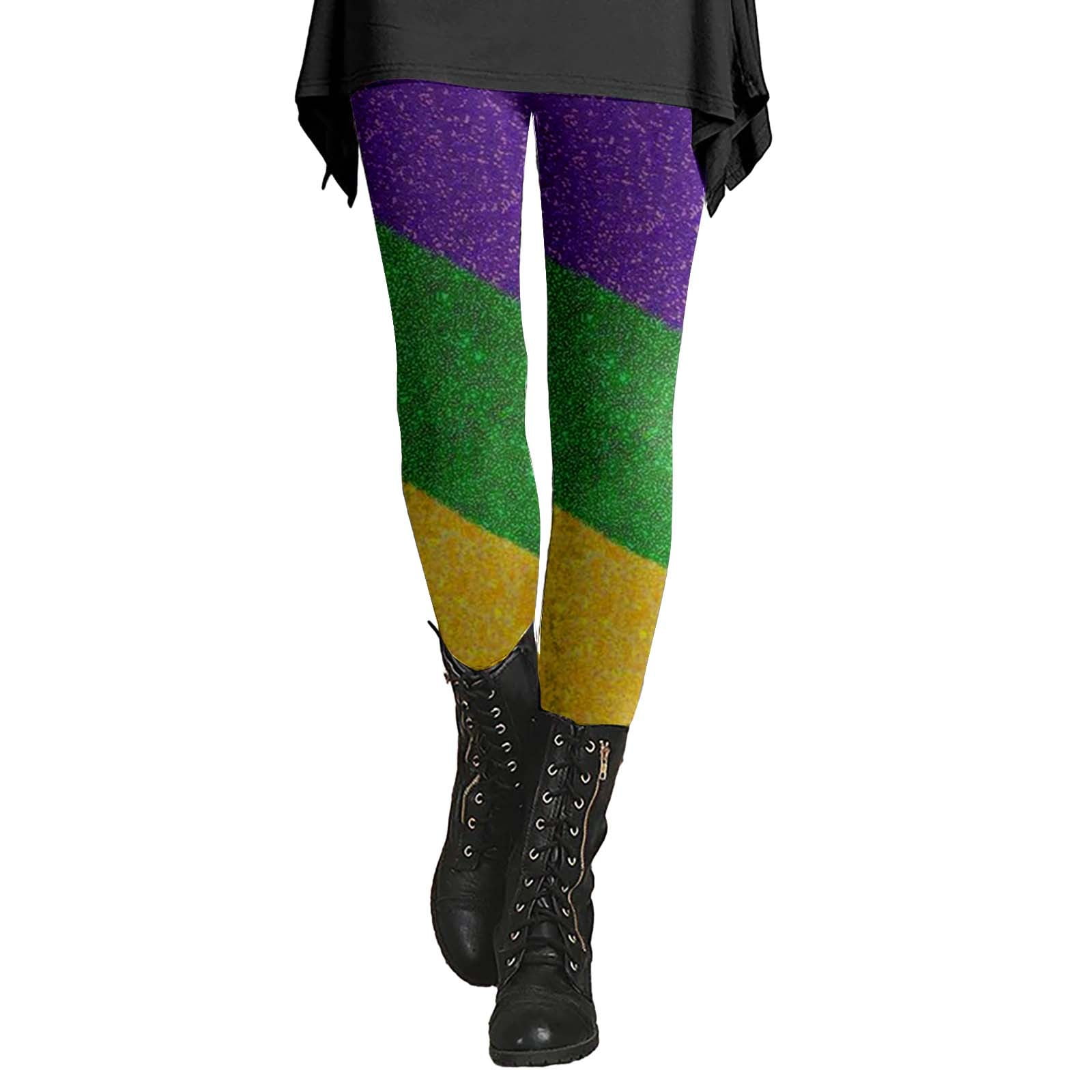 Outfmvch Mardi Gras Pants for Women Leggings for Women Mardi Gras Pants Women Mardi G R As Party Costume Stretchy Leggings Tights for Party Costume