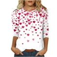 thumbnail image 1 of Outfmvch oversized tshirts for women workout tops for women Love Heart Grahic Valentines Day Shirts 3/4 Sleeve Pullover Blouse heart sweater for women Three Quarter Sleeve Valentines Tops Hot Pink 3 M, 1 of 4