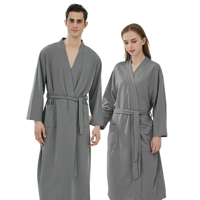 Outfmvch Pajamas for Women Ladies Men Couple Cloth Robe Sleepwear White Blue Polyester Dressing Gown Kimono Bath Robe Bathrobe for Hotel Home Lingerie