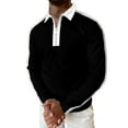 thumbnail image 1 of Outfmvch polo shirts for men Casual Splice Zipper Turn-Down Collar Long Sleeve Polos Shirt womens tops White, 1 of 9
