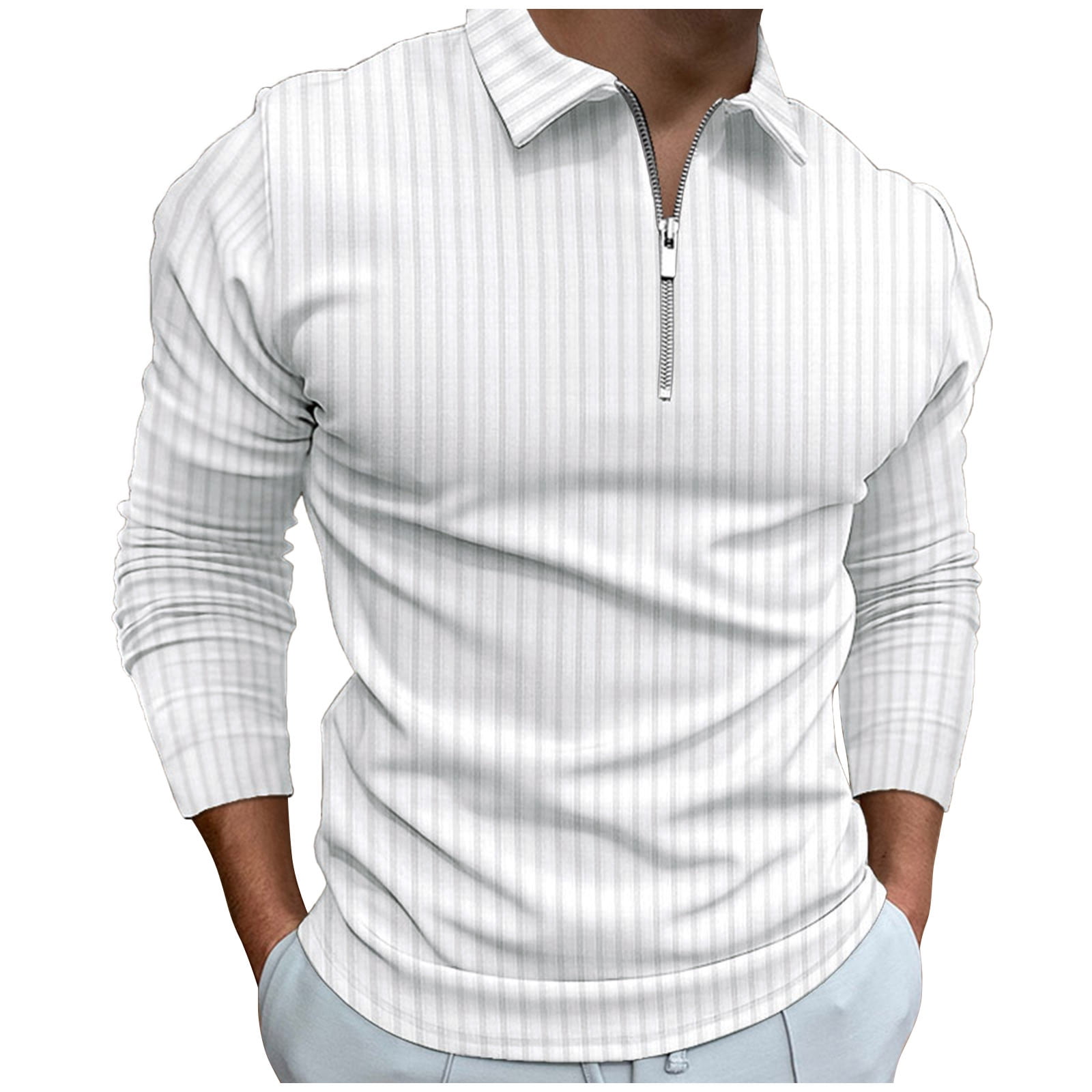 Zipper Turn-down Collar T-Shirt Autumn Cotton Long Sleeve T Shirt Women  Clothes 