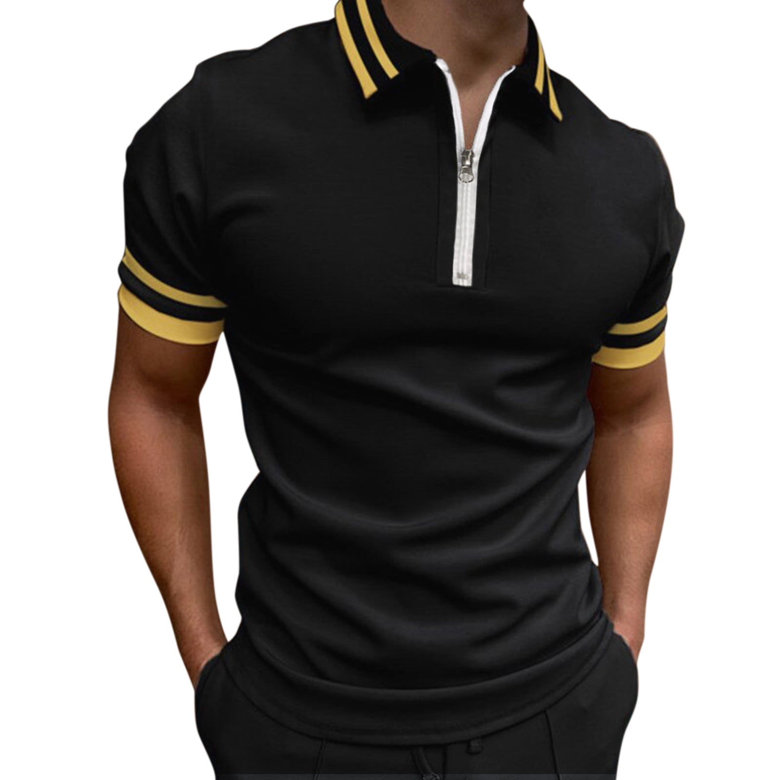 outfmvch polo shirts for men male summer casual striped print t