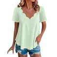 thumbnail image 1 of Outfmvch short sleeve shirts for women plain t shirts for women athletic shirts women hiking shirts women tees for women Scallops Tops Comfortable Breathable Short Sleeved T Shirt Mint Green L, 1 of 6