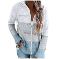 thumbnail image 1 of Outfmvch sweaters for women Fashion Casual Patchwork s Hooded Sweater Cardigan Zipper Coat womens tops womens sweaters Blue, 1 of 7