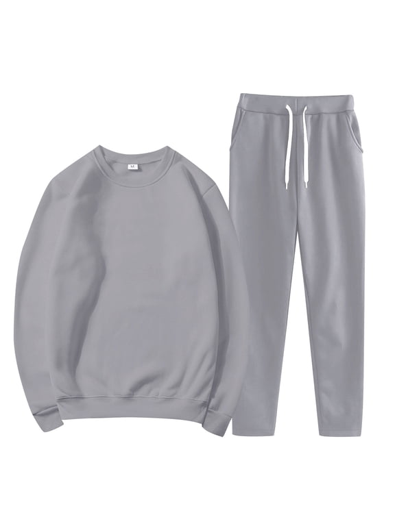 sweatsuits women 2 piece outfit,womens loungewear set,track suits for women set,Sports Jacket Sweatshirt Round Neck Suit,petite lounge sets for women,jogger sets for women 2 piece Gray L